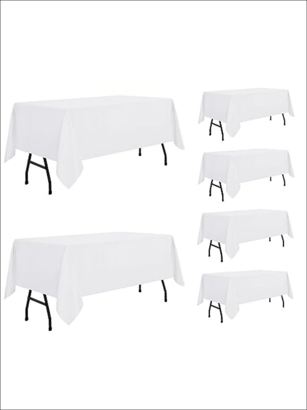 6 Pack Rectangle Tablecloth 60x84 Inch Polyester Stain Resistant for 4ft Tables